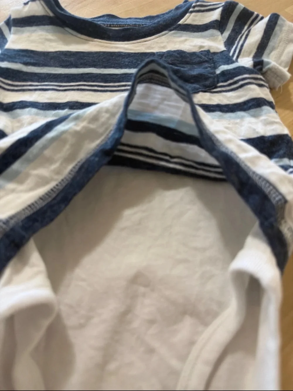 Striped Navy and White Baby One-Piece Layered Bodysuit -12 months